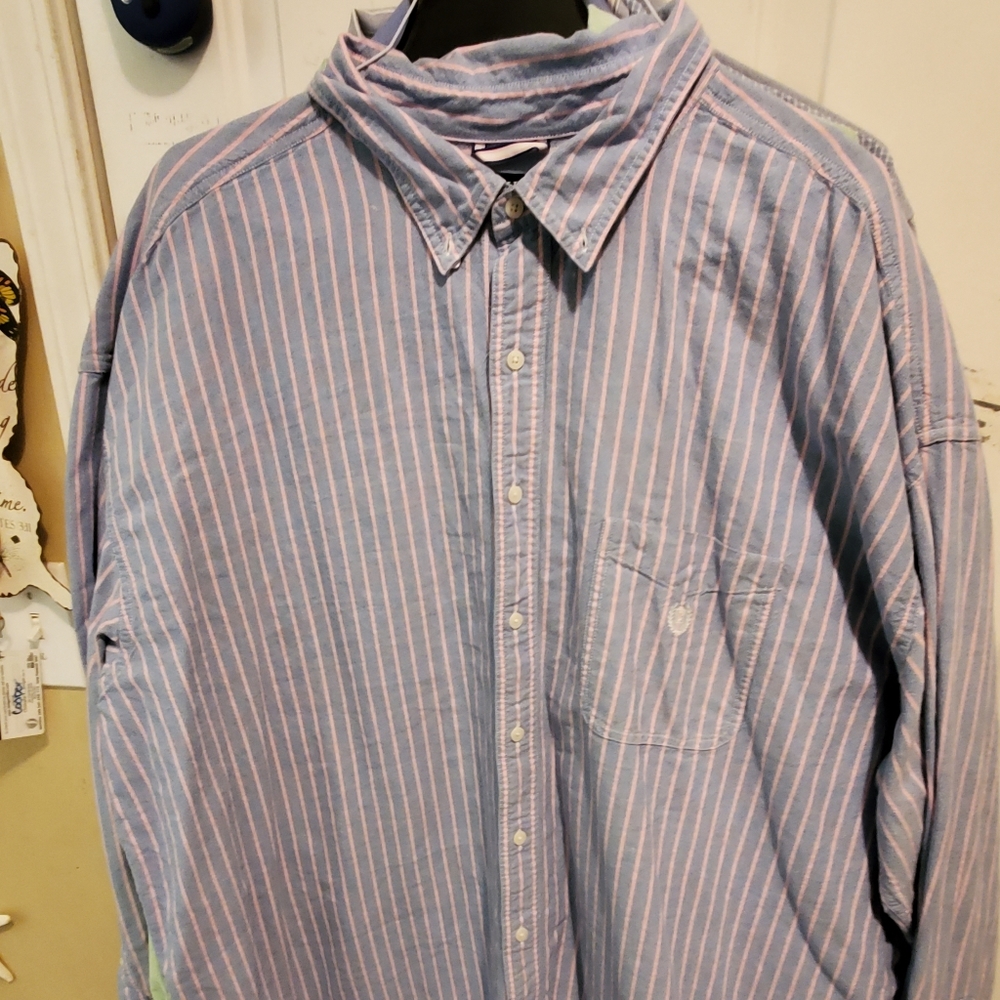 Chaps blue and pink stripe long sleeve